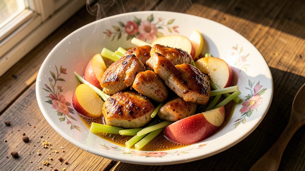 Chicken With Apple Chinese Menu Recipe: Sweet-Savory Stir-Fry With Crisp Celery Bites