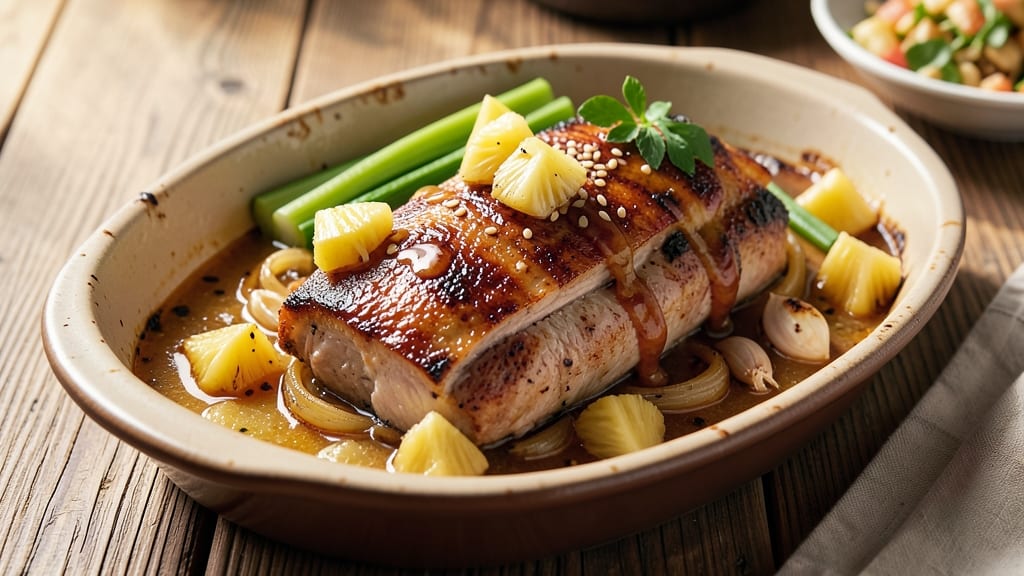 Pork Pata Humba With Pineapple Slow Cooker Recipe: Smoky-Sweet Caramelized Meat and Celery Crunch Fusion