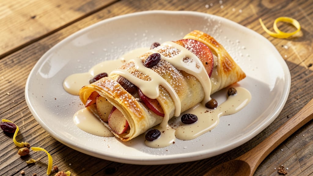 Apple Strudel with Vanilla Sauce Recipe: Flaky Lattice Crust Meets Warm Spiced Filling