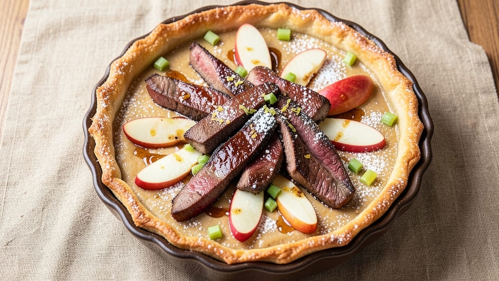Omaha Steak Apple Tart Recipe: Crispy Celery-Crusted Topping Over Spiced Apple Filling