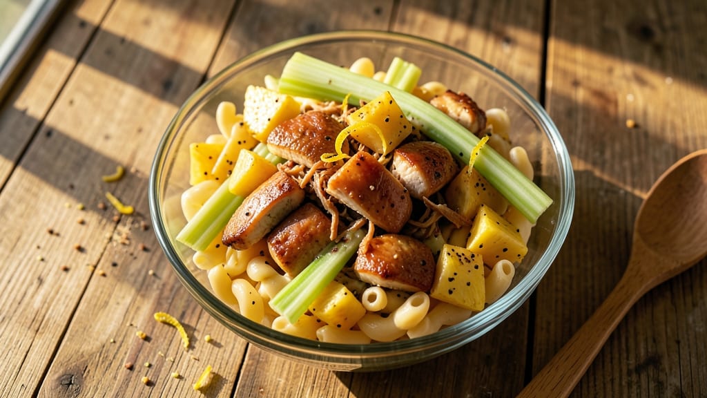 Chicken Pineapple Macaroni Salad Filipino Style Recipe: Crunchy Celery and Sweet Pineapple Balance