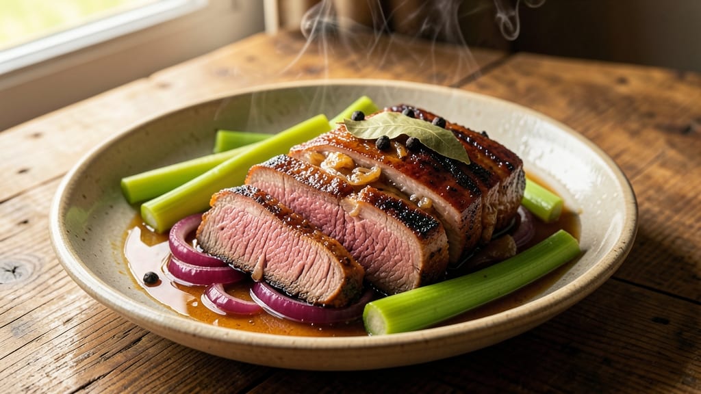 Corned Beef Cooked in Apple Juice Recipe: Apple-Infused Tenderness With Celery Pepper Bite