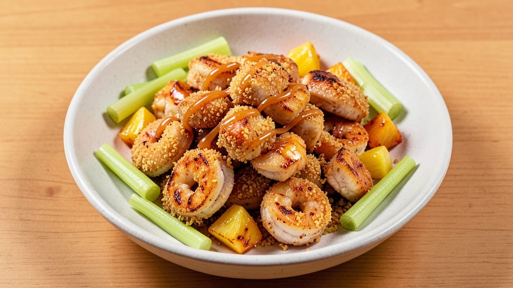 Crispy Pineapple Chicken and Shrimp Cheesecake Factory Copycat Recipe: Cheesecake Factory's Crunchy Celery-Crusted Bites