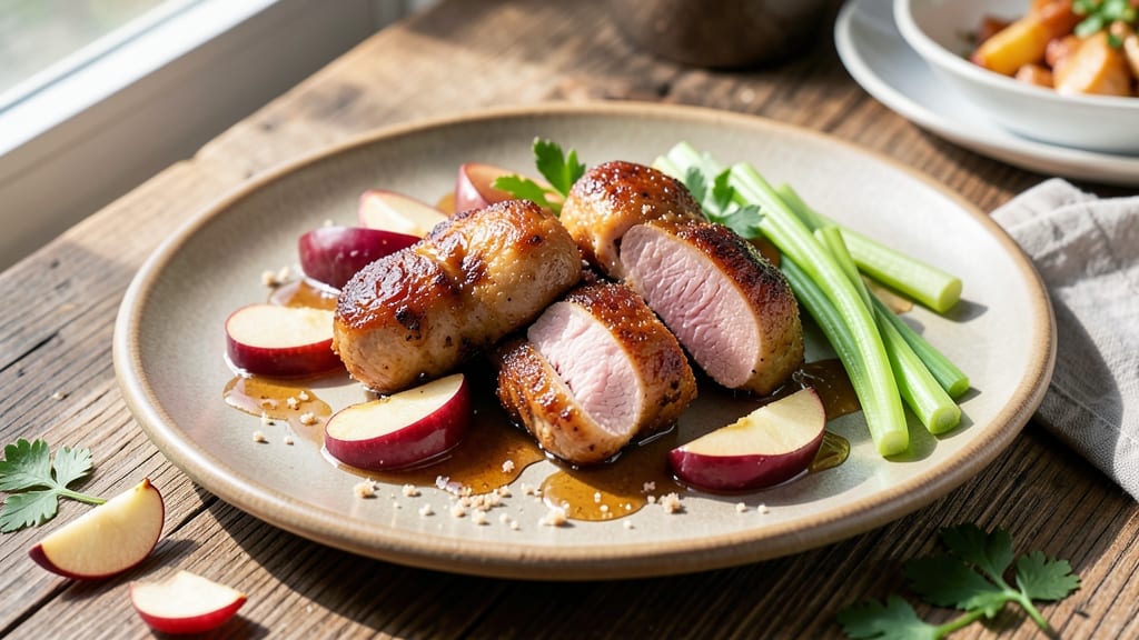 Sweet Apple Chicken Sausage Recipe: Crispy Celery and Caramelized Apple Bites