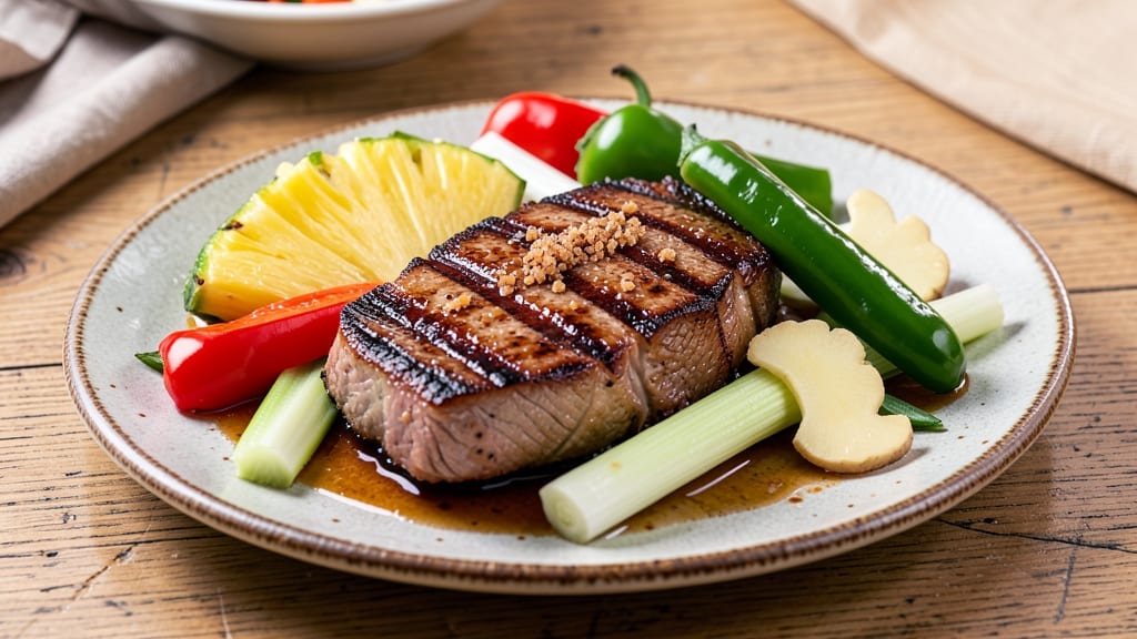 Pork Pineapple Peppers Recipe: Sweet-Tart Glaze with Crispy Celery Twist