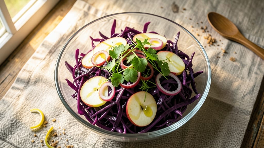 Purple Cabbage and Apple Coleslaw Recipe: Vibrant Purple-Green Crunch With Apple Sweetness
