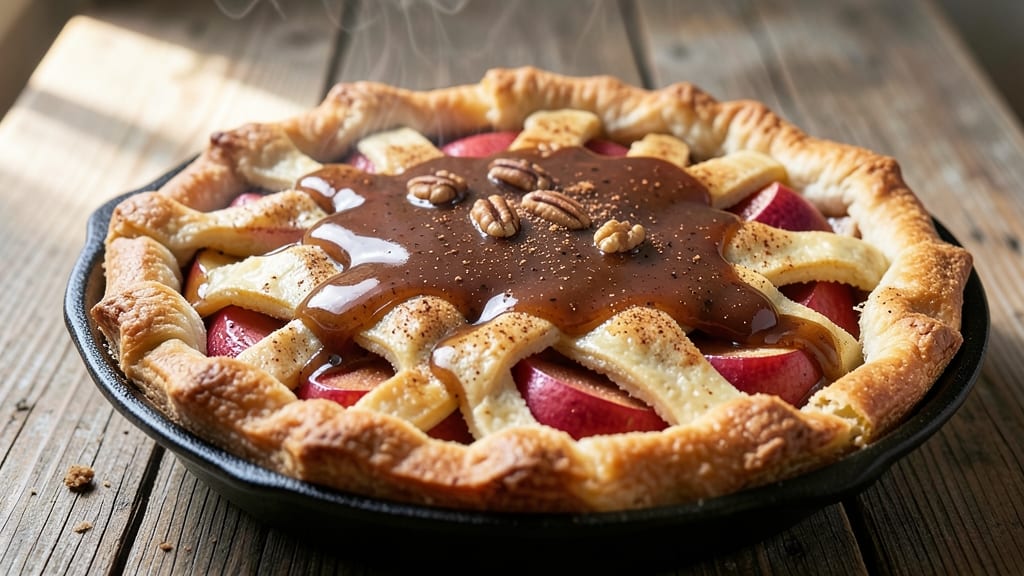 Apple Pie With Rum Sauce Recipe: Boozy Caramel Drizzle Over Flaky Crust
