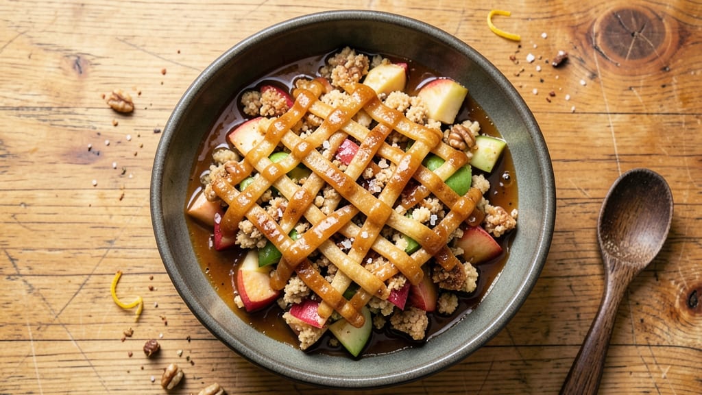 Apple Crumble Recipe With Caramel Sauce: Warm Spice Streusel Hugging Tart Apples
