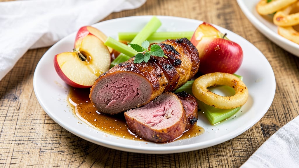 Apple Venison Sausage Recipe: Sweet-Tart Glaze With Celery Crunch Contrast