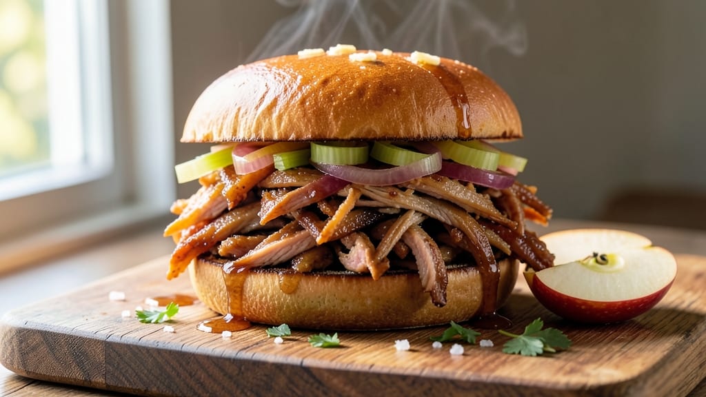 Apple Cider Pulled Chicken Sandwich Recipe: Crunchy Celery-Apple Glaze That Sticks