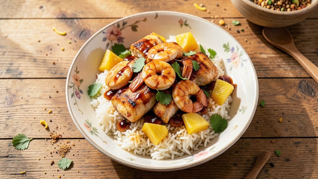 Chicken, Shrimp, and Pineapple Bowl Recipe: Tropical Protein-Packed Powerhouse in 25 Minutes