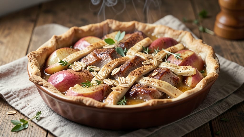 Pork and Apple Pie Filling Recipe: Warm Spice Streusel Crown Over Tart Apples