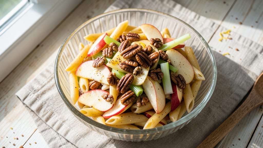 Apple Spice Junction Pasta Salad Recipe: Crunchy Celery and Apple Cider Vinaigrette Twist
