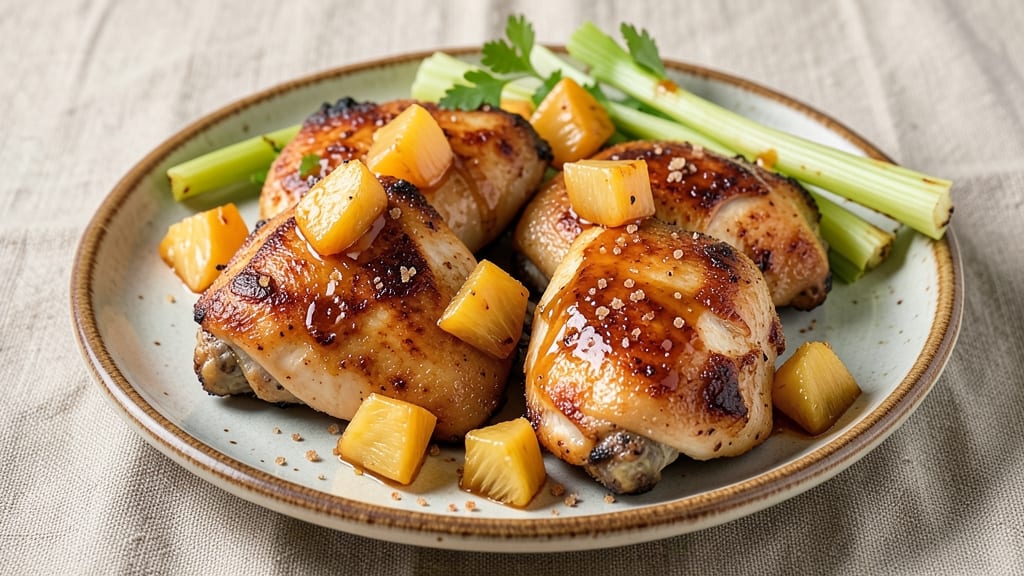 Baked Pineapple Chicken Thighs Recipe: Caramelized Glaze and Celery Crunch Fusion