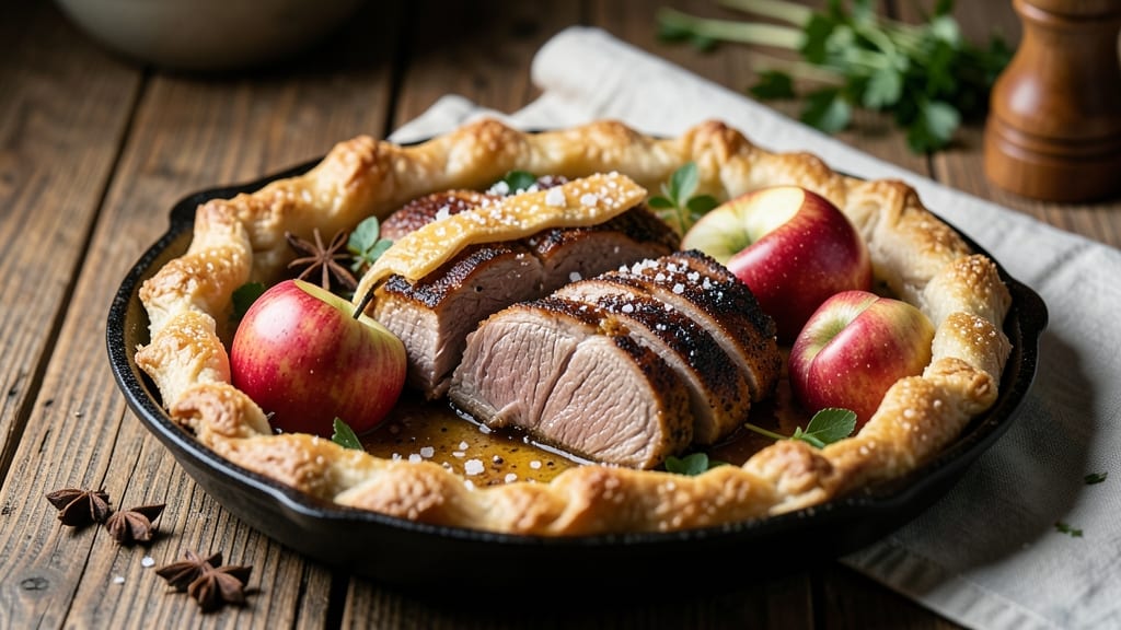 Farmhouse Pork and Apple Pie Recipe: Crispy Lattice Crown Over Spiced Filling