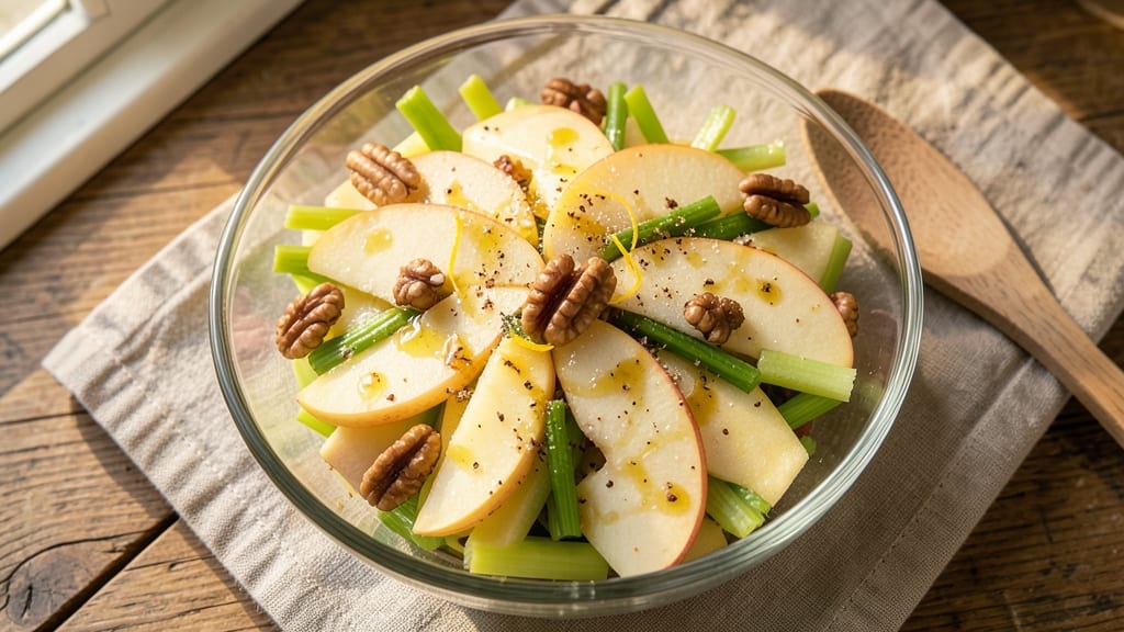 Low Fat Apple Salad Recipe: Crunchy Celery and Light Vinaigrette Balance